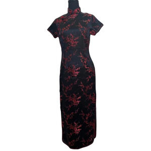 Hugo Boss Vintage Cheongsam Dress Black & Red Size Small